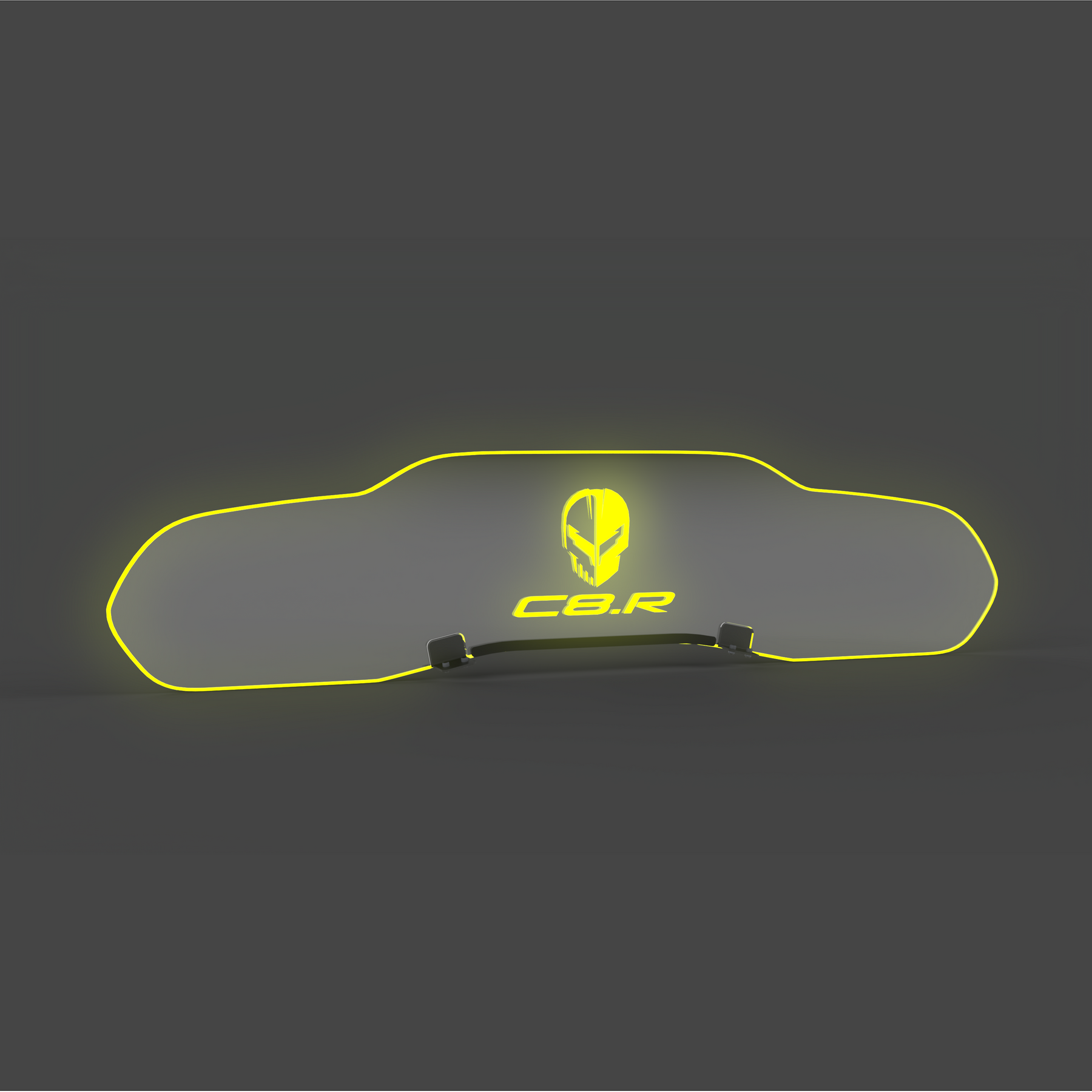 EOS WindRestrictor® C8 Coupe Rear Add On Glow Plate - Jak Skull + C8.R, Yellow